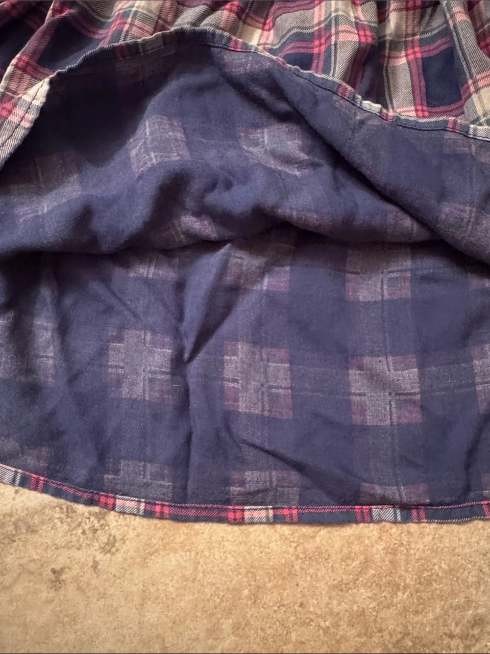 Abercrombie kids girls Navy/Pink Plaid Mini Skirt flowy elastic size large